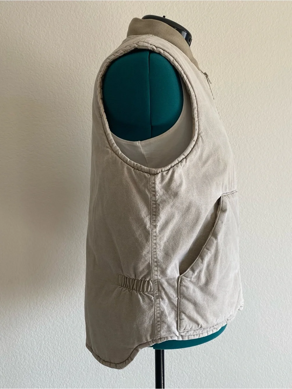 Vintage J. Crew canvas vest puffer quilt lined work wear, M